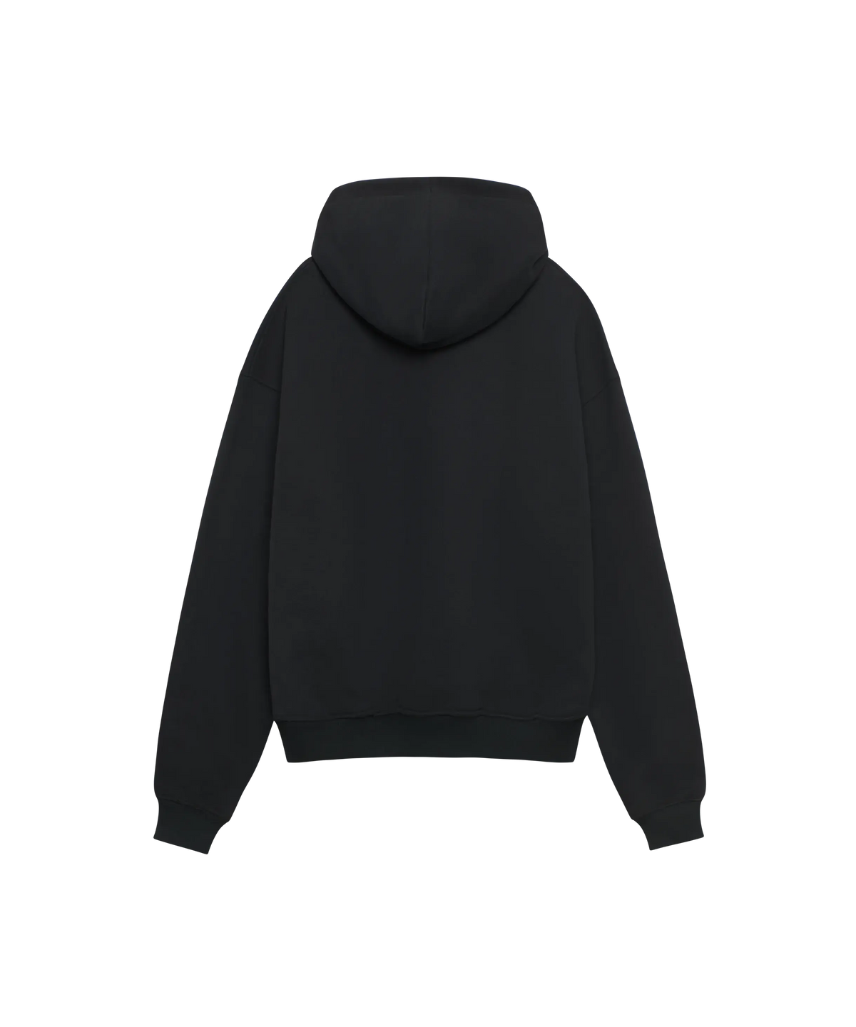 Rückansicht des Nays Understatement Hoodie in Schwarz mit Kapuze, langen Ärmeln und gerippten Bündchen, ohne sichtbare Logos oder Grafiken.