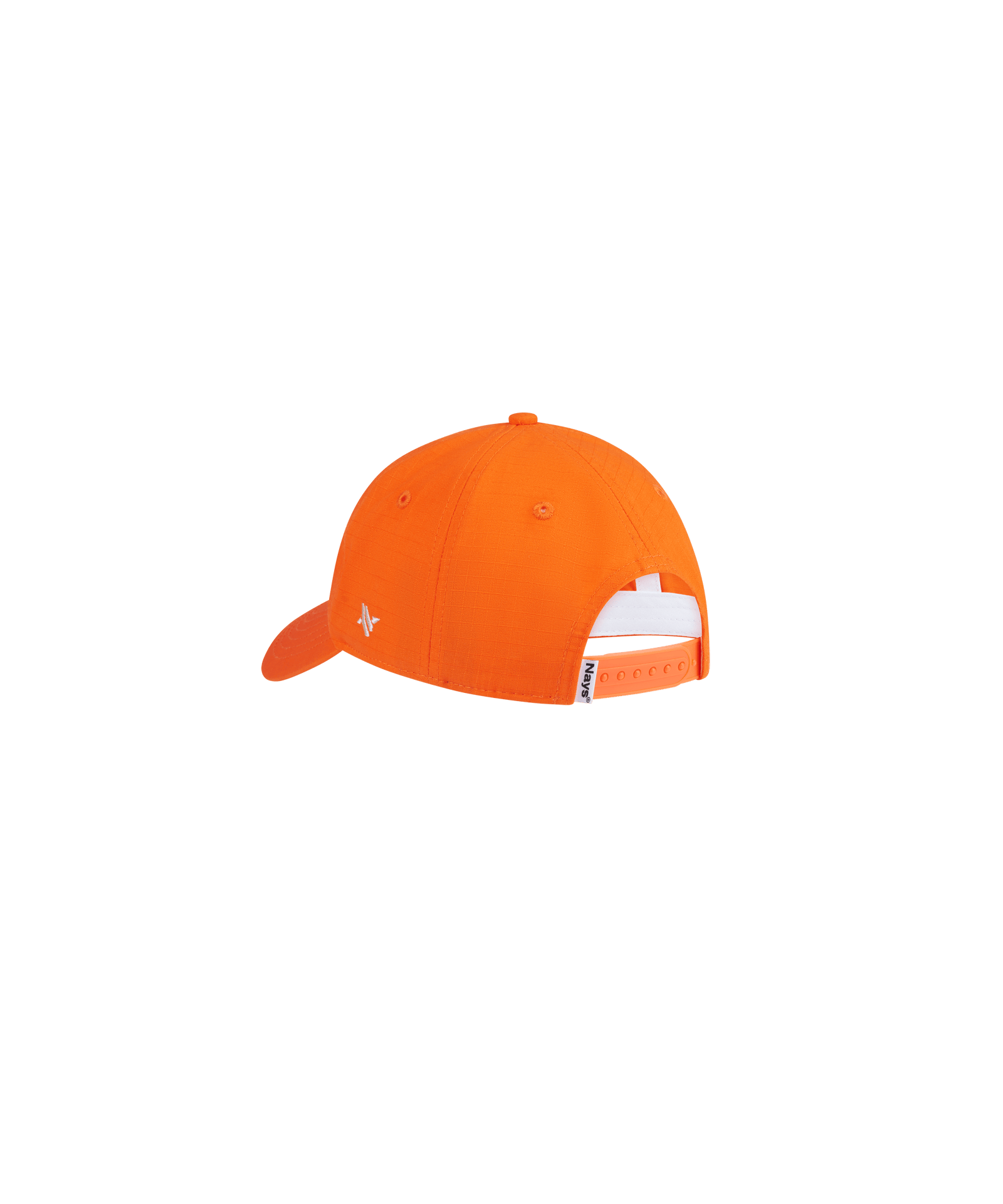 Orangefarbene Angelcap von Nays mit Snapback-Verschluss und seitlichem Logo-Detail.