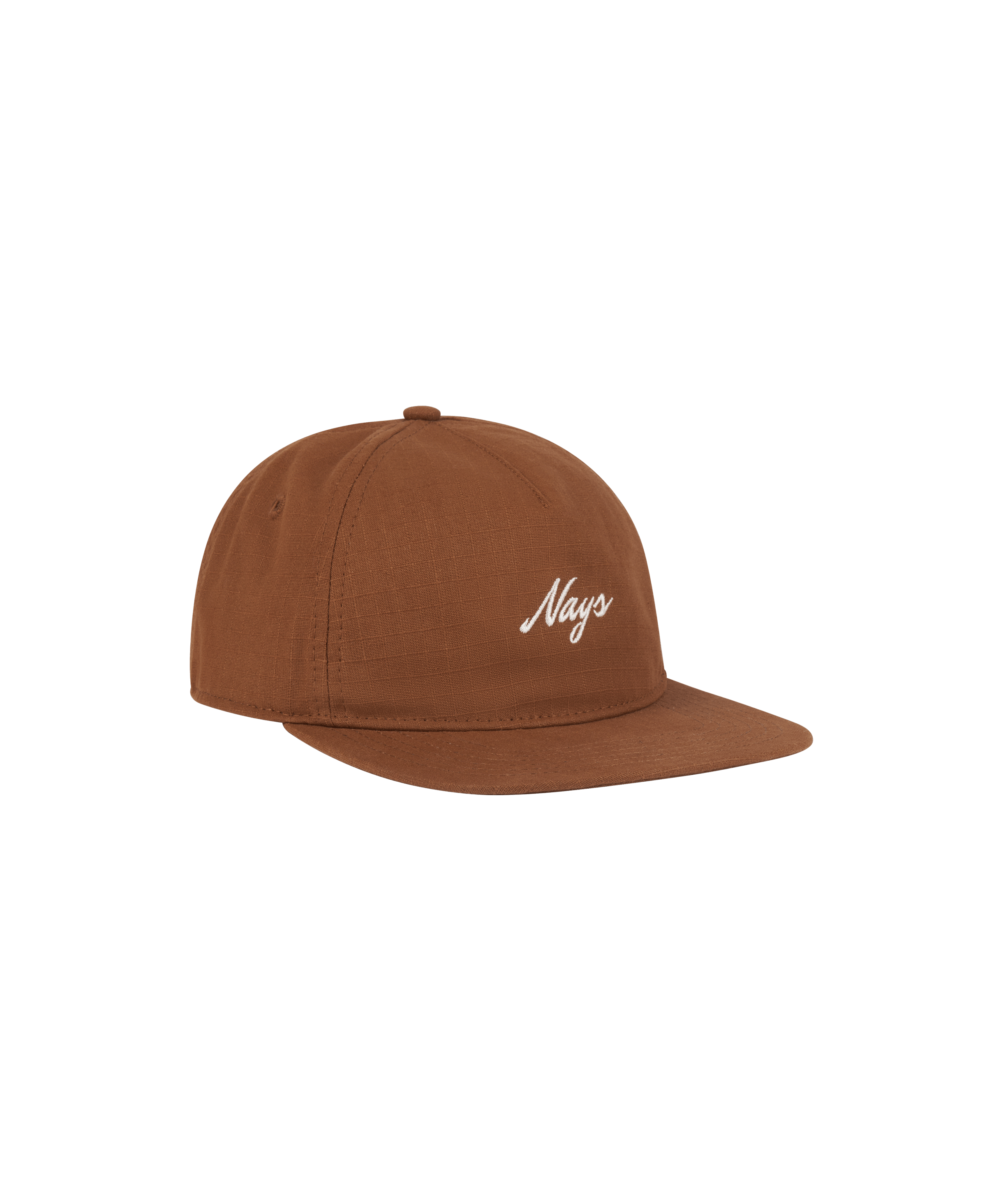 Nays Snapback Cap in Braun mit weißem Logo-Stick auf der Vorderseite.