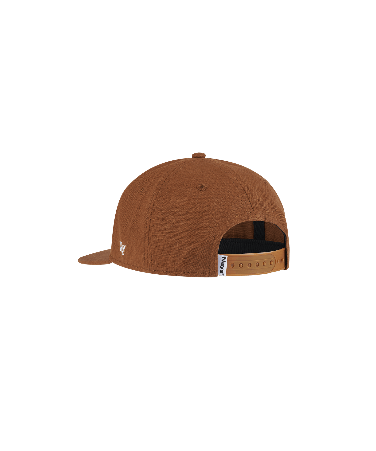 Rückansicht der braunen Nays Cap mit verstellbarem Snapback-Verschluss und Logo-Label.