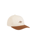Zweifarbige Nays Cap in Beige mit braunem Schirm und braunem Logo-Stick.