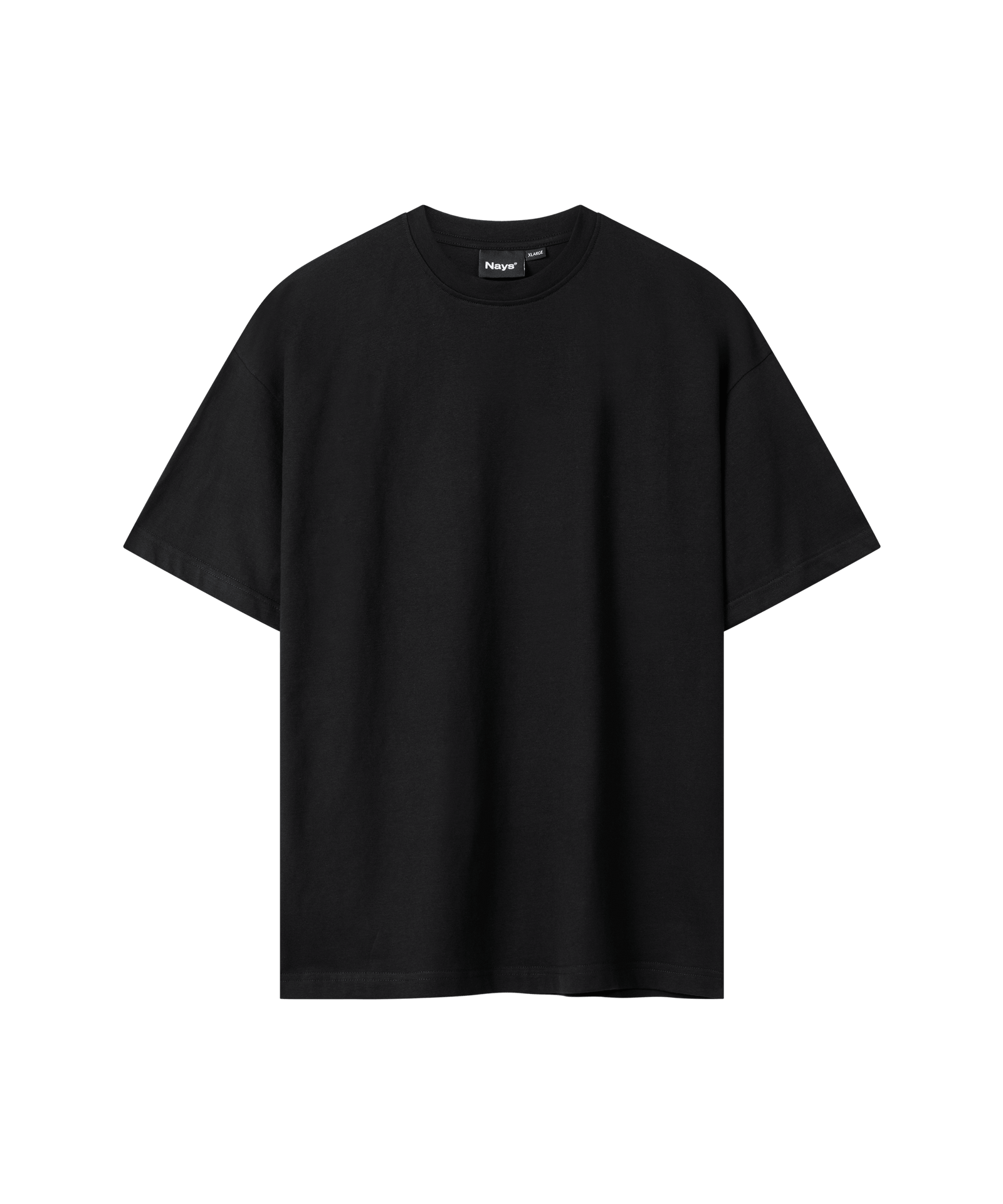 Das Bild zeigt die Front-Ansicht eines schwarzen T-Shirts. Es sind keine weiteren Details zu erkennen.