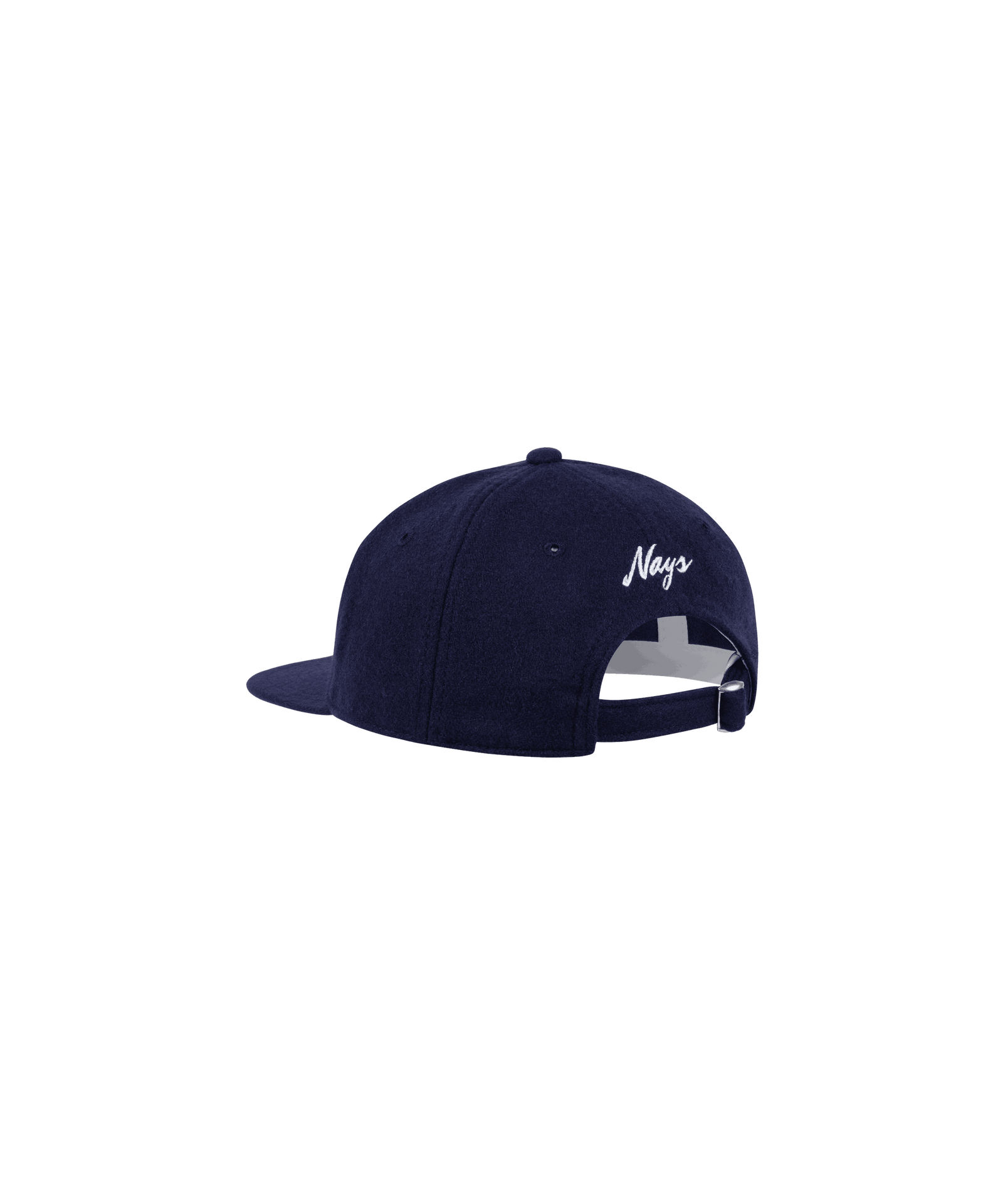 Blaue Nays Felt Cap aus Filz mit weißem Logo von hinten betrachtet, bietet zeitloses Design und hohen Tragekomfort. Ideal als stilvolles Accessoire für jedes Outfit.