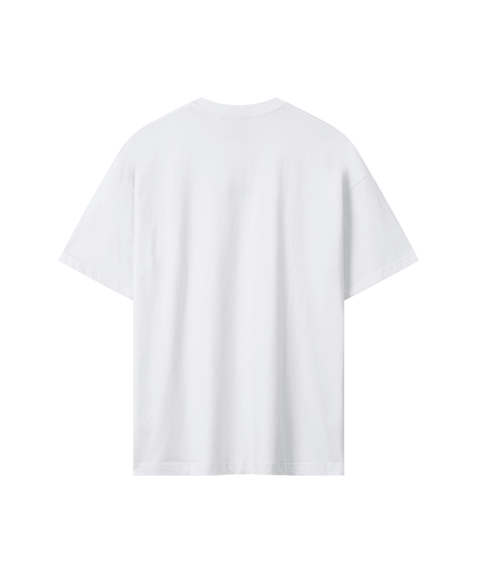 Auf dem Bild zu erkennen ein weißes T-Shirt von hinten. Es sind keine weiteren Details zu erkennen.
