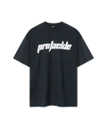 Ausgewaschenes schwarzes Nays Pro Tackle T-Shirt mit weißem Schriftzug - Frontansicht.