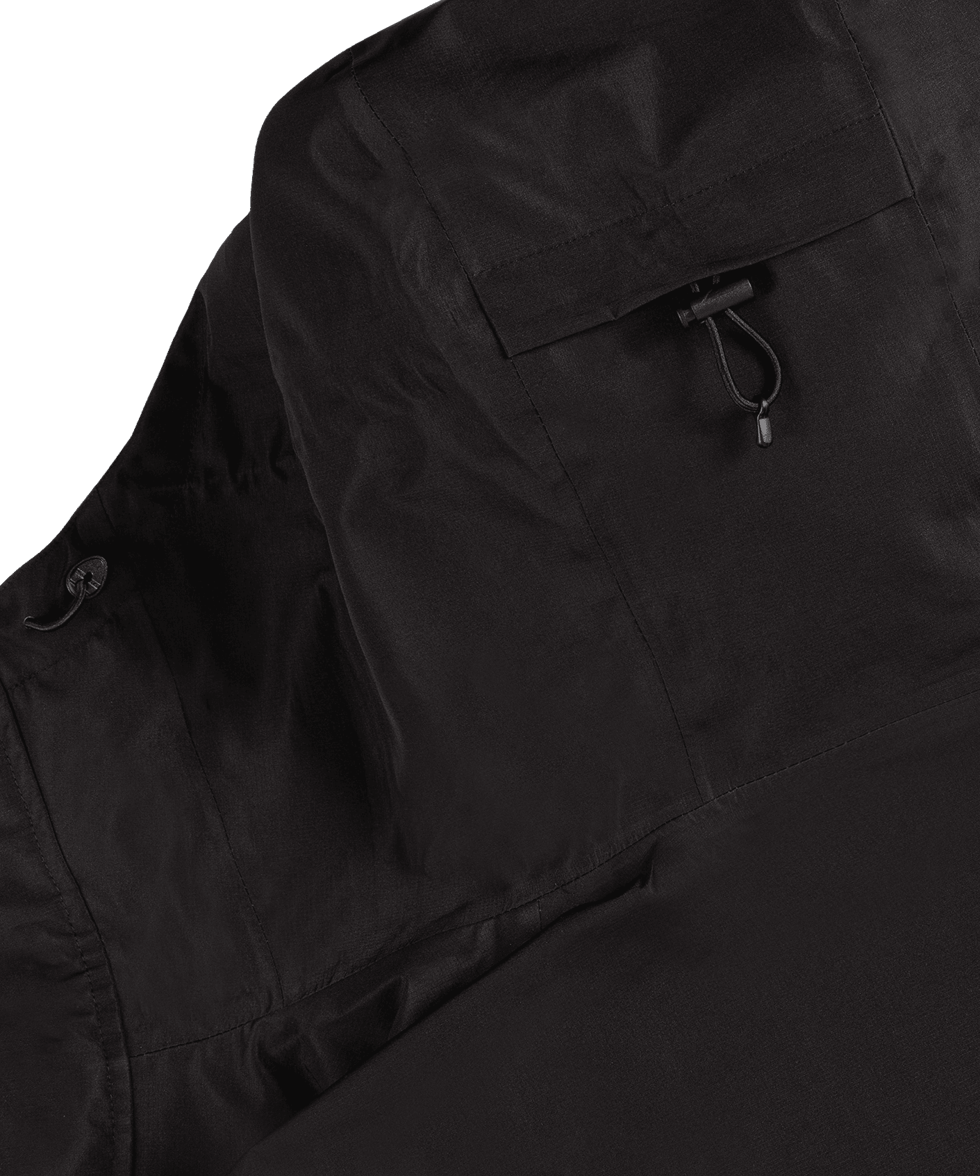 Nahaufnahme der Nays 3L Multifunctional Rain Jacket mit YKK AquaGuard® Reißverschlüssen und verstellbarer Kapuze, ideal für Schutz bei starkem Regen und Outdoor-Abenteuern.