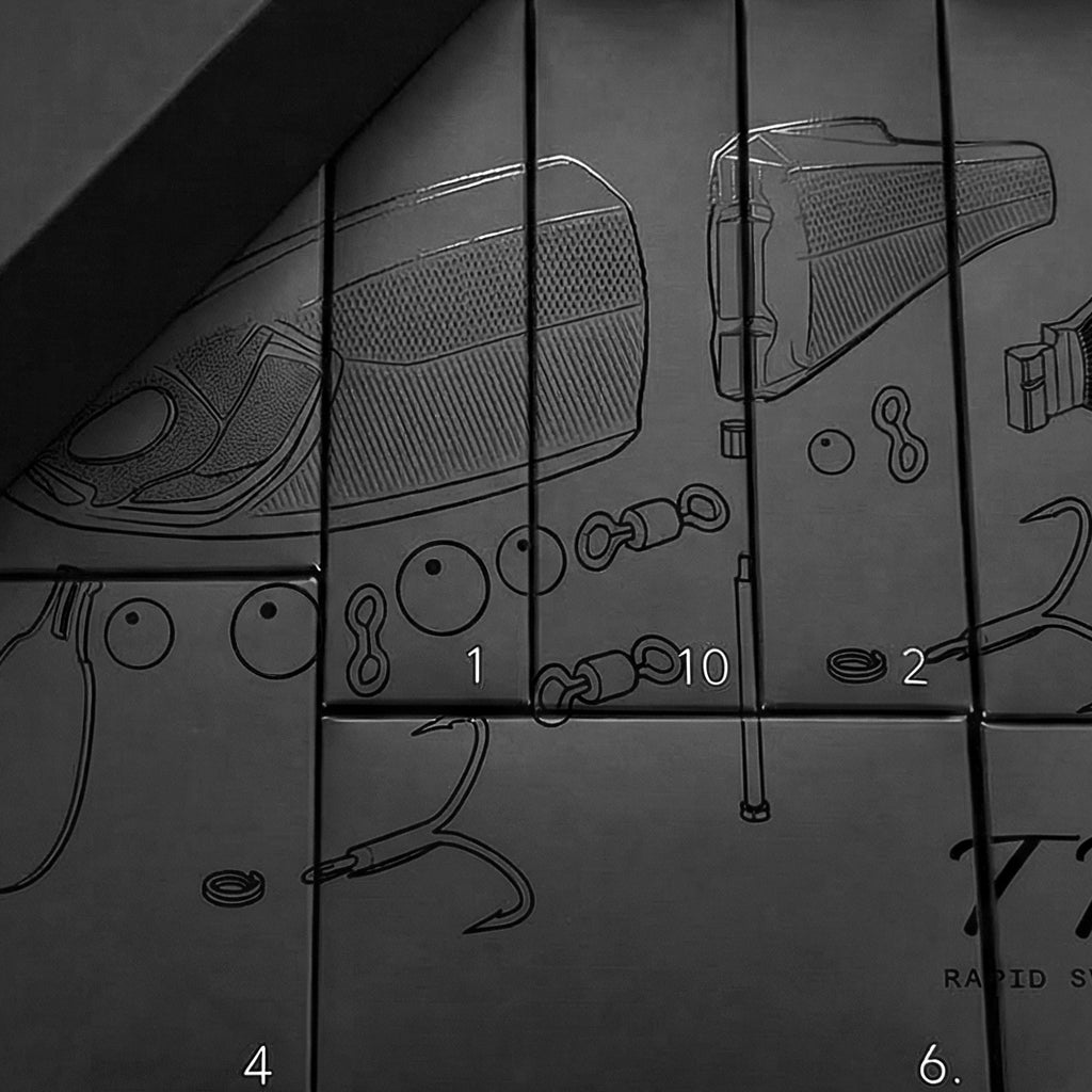 Nays Adventskalender 2026 von innen mit sichtbaren Türchen. Enthält 24 exklusive Angelköder und Zubehör, ideal für Angler und Nays-Fans.