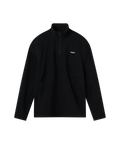 Frontansicht schwarze Fleece Jacke mit Stehkragen von Nays, Reißverschluss am Hals und kleinem Logo auf der linken Brust.