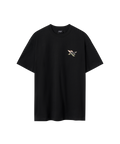 Frontansicht schwarzes T-Shirt von Nays mit neuem Logo in camouflage.