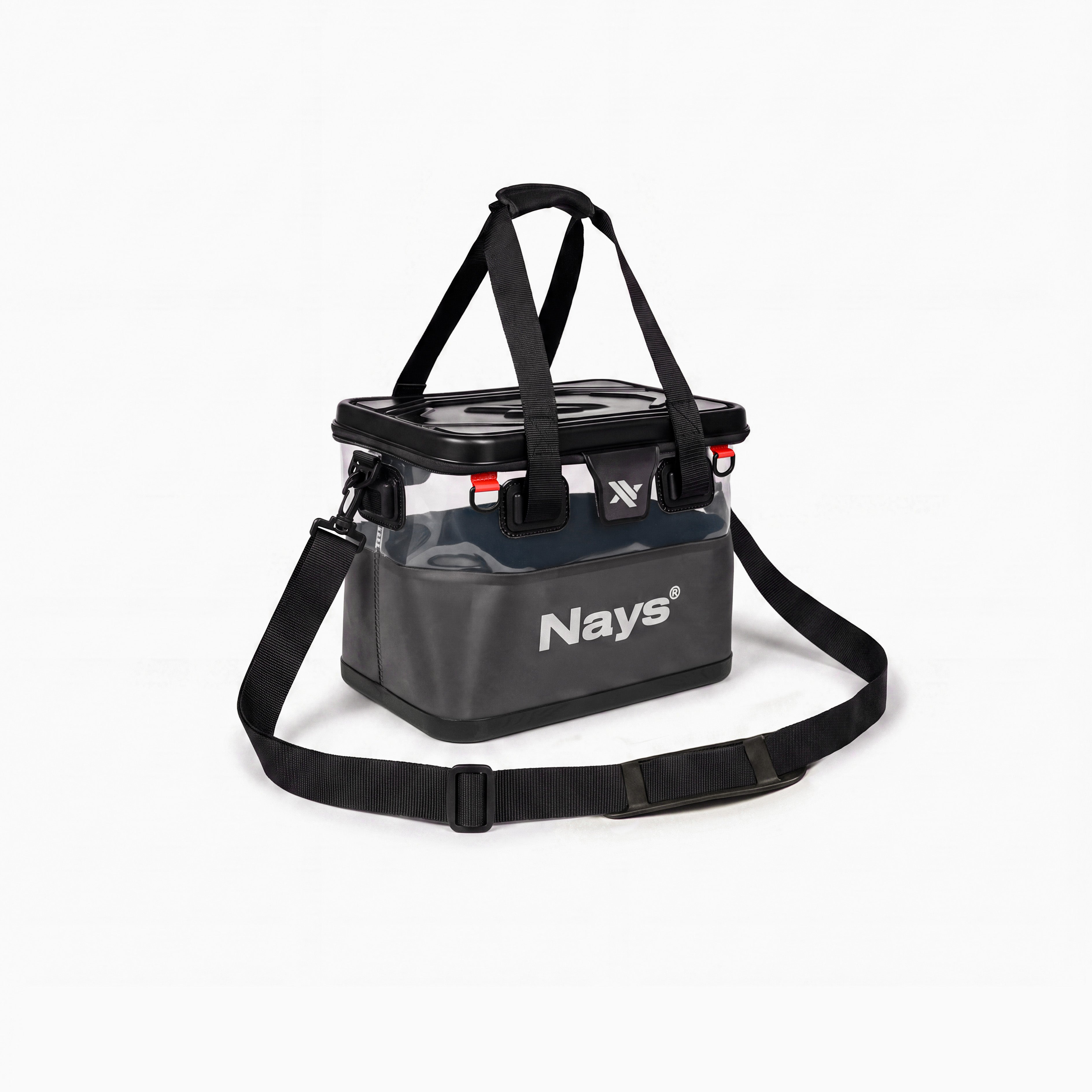 Nays Bakkan Angeltasche mit Schultergurt und transparentem Deckel.