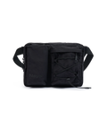 Schwarze Nays Bauchtasche (Hip Bag) mit funktionalen Außentaschen, Kordelzug-System und dezentem Logo-Prägung.