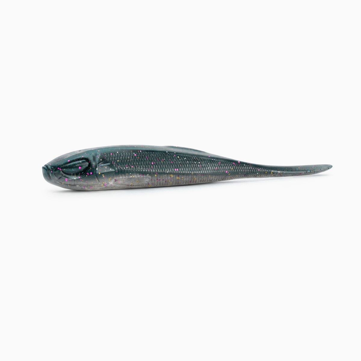 Nays VPR Softbait Dekor C-50, dunkles Blau-Grau mit auffälligen pinken Glitter-Flakes.