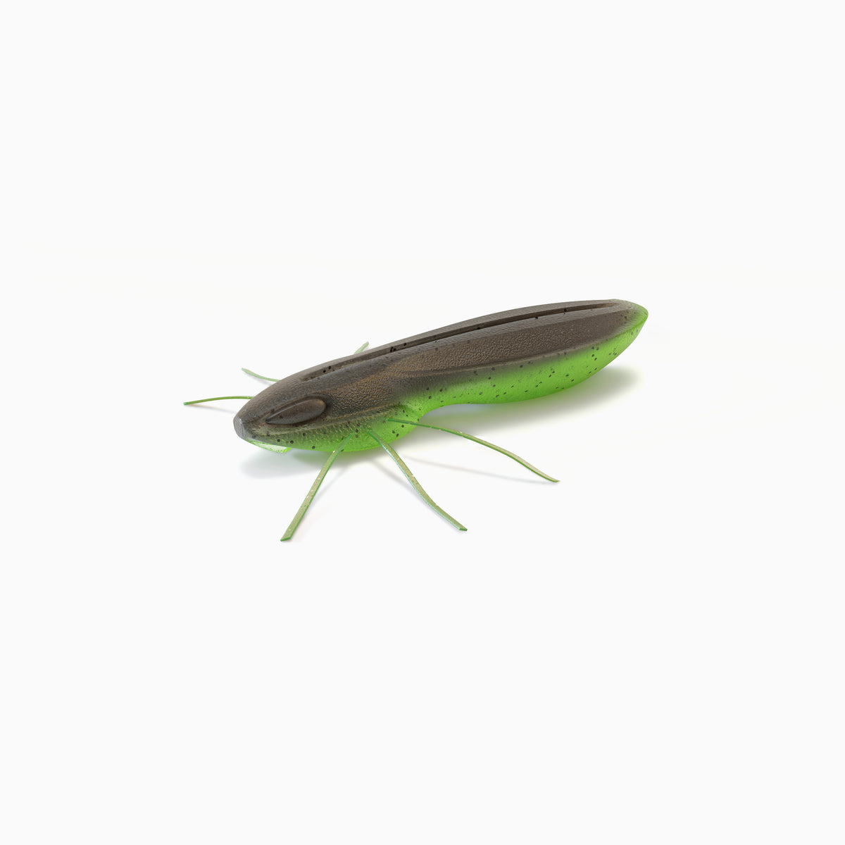 Gummiköder in Insektenform, braun-grün, unter Anderem für das Angeln auf Barsch, Döbel und Forelle.