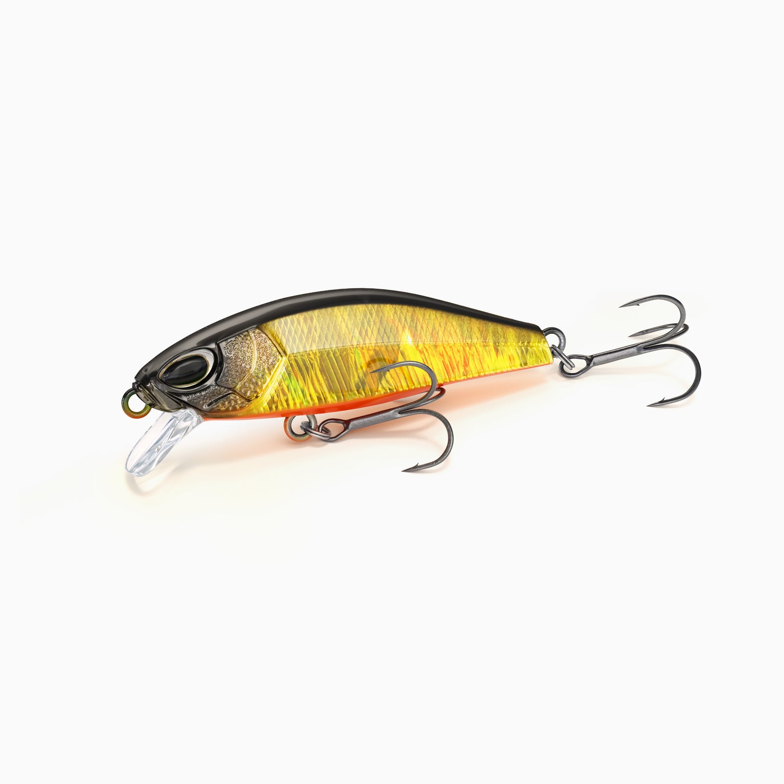 Gold reflektierender Minnow Wobbler ,roter Bauch mit realistischem Augen Design, zwei Drillingen und transparenter Tauchschaufel, ideal zum Angeln auf Barsch und Zander.