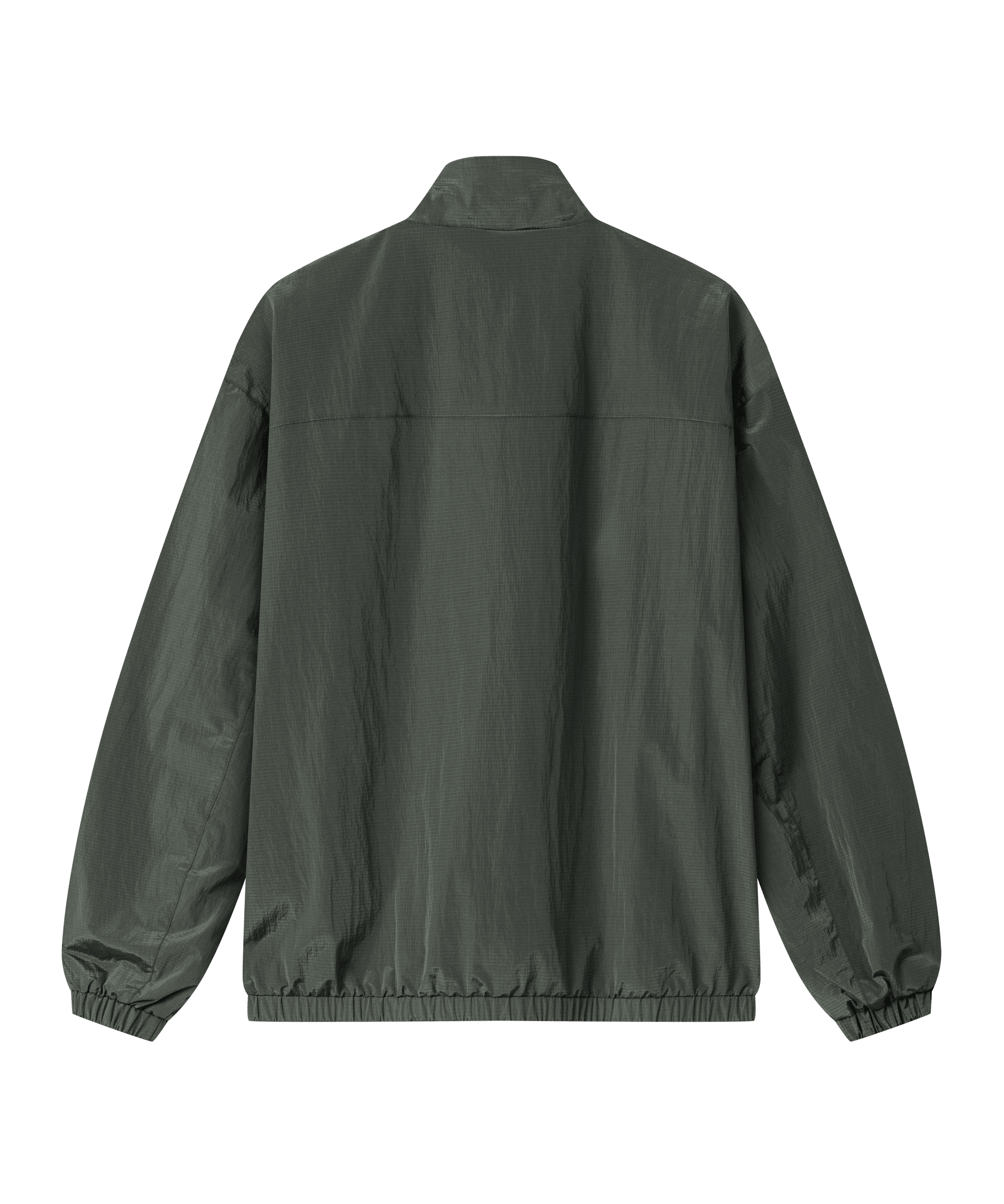 Rückansicht Khaki farbige Blouson Jacke von Nays. Schlicht und ohne weitere Verzierungen.