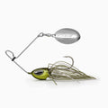 Nays Spinnerbait Größe XS Angleköder in Olivgrün (Farbcode H02) mit silbernem Spinnerblatt.