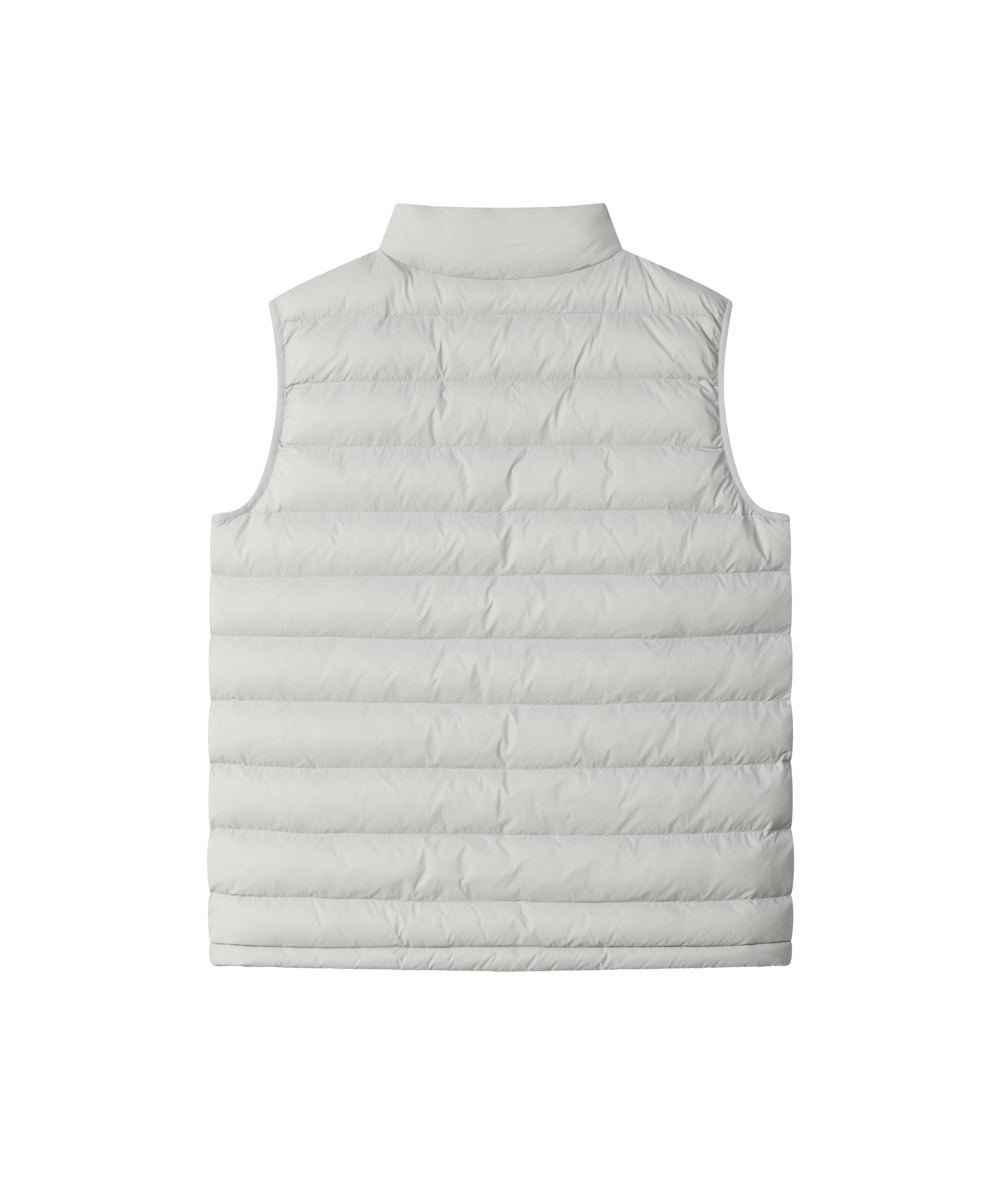 Rückansicht einer beige-weißen Stepp Weste von Nays -schlicht und ohne weiter, sichtbare Verzierungen.