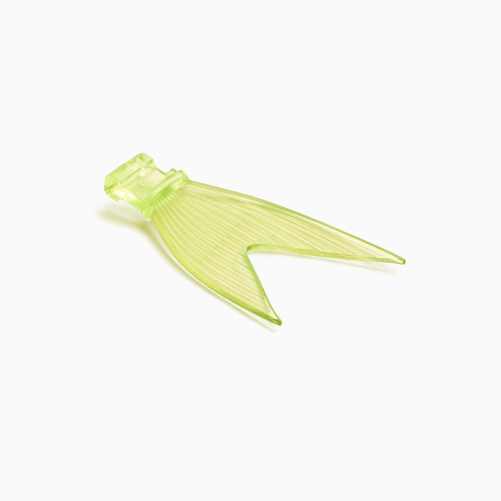 Eine V-förmige Ersatz Fisch Schwanzflosse in semi-transparent grün-gelb.