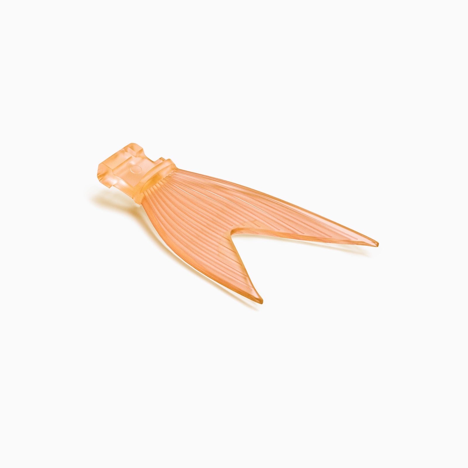 Eine V-förmige Ersatz Fisch Schwanzflosse in semi-transparent orange.