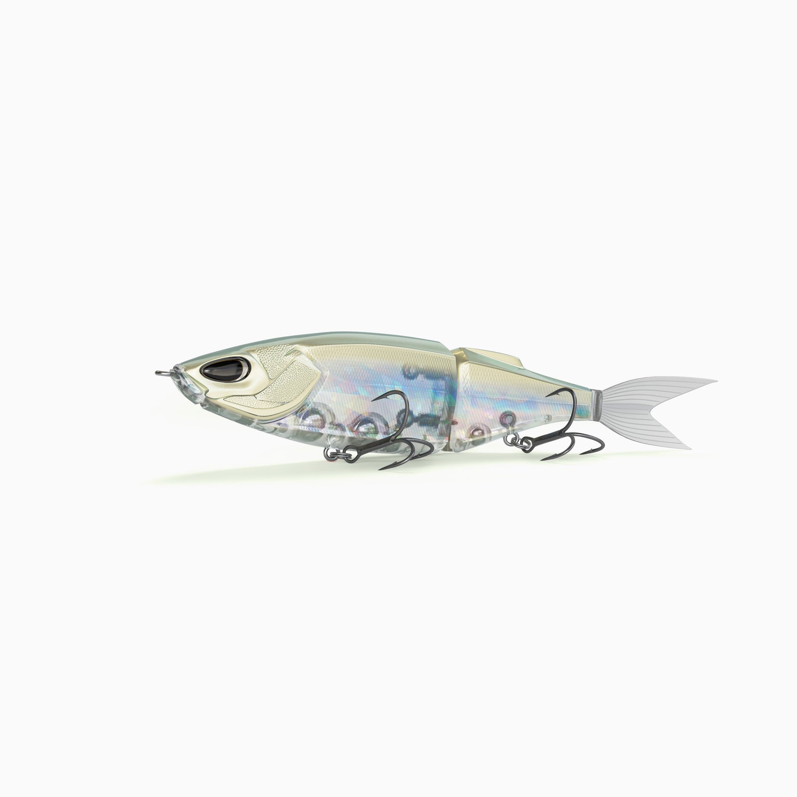 Nays Swimbait Raubfisch Angelköder für Barsch, Zander und Hecht leicht gold schimmerndes, semi-transparentes Dekor.