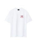 Nays Worldwide T-Shirt Weiß Vorderansicht mit rotem Logo-Print.