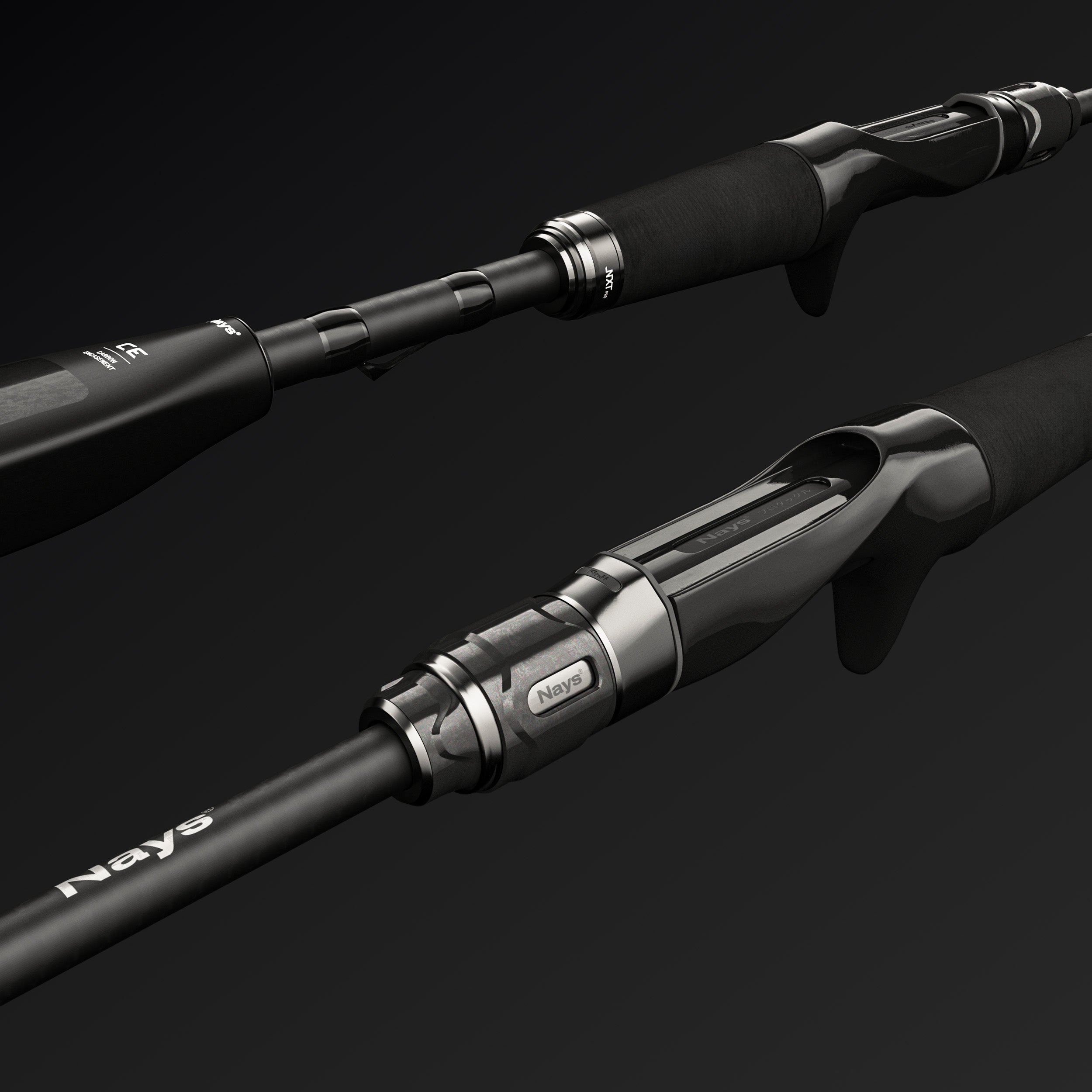 Im Ausschnitt eine Grafik mit Fokus auf Rollenhalter und Handstück der Nays NXT PRO Casting Raubfisch Angelrute.