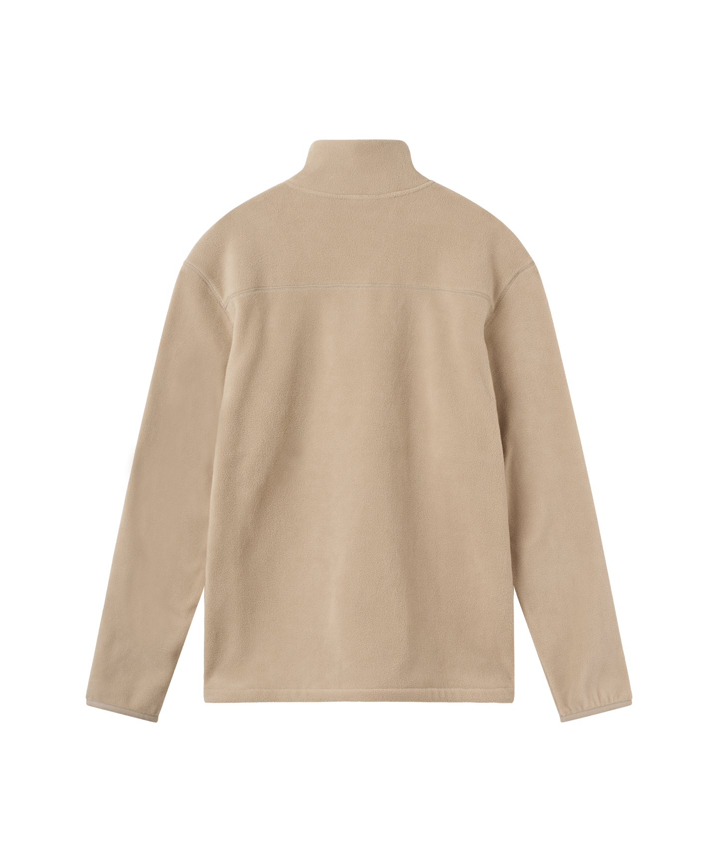 Rückansicht beige farbige Fleece Jacke mit Stehkragen von Nays.