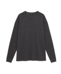 Frontansicht dunkelgraues Nays Longsleeve aus Waffelstrick-Gewebe mit Rundhalsausschnitt und Oversize-Schnitt.